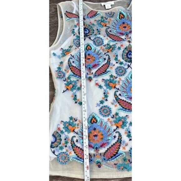 Sundance Catalog Top Women’s Sz XS  Thermal BOHO Embroidered Shirt Blue Summer - Picture 5 of 14